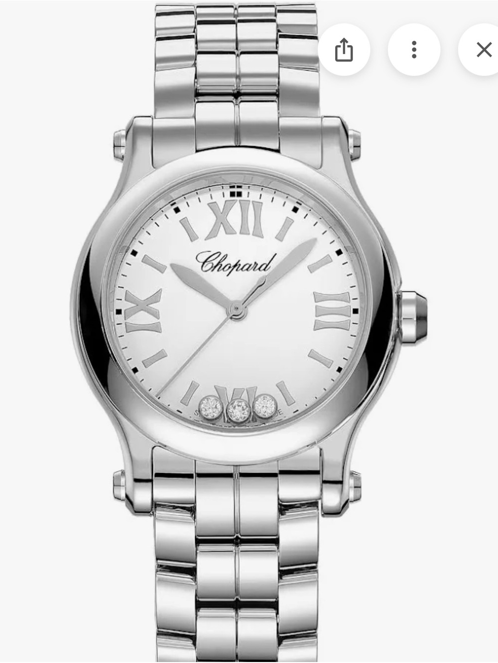 Chopard Stainless Steel Silver Dial Ladies Watch with Floating Diamonds